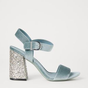 H&M Glitter Block Heel Sandals NWT
